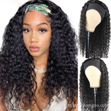 Headband Wigs Wholesale Price Scarf Perruque Bandeau Headband Wigs For Black Women Water Wave Gluess Headband Wigs Human Hair